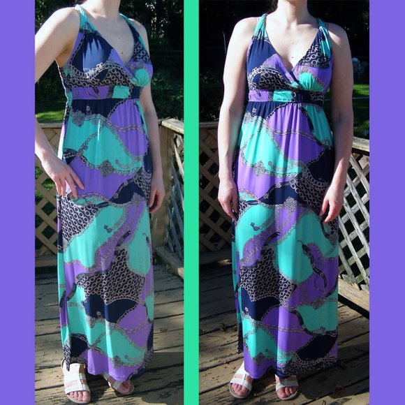 NWT Sexy Chain print maxi dress by GLAMOUR sz 6-10 - Picture 1 of 5